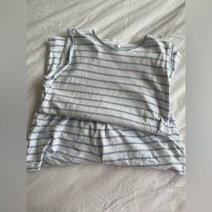 LAKE Pajamas Pima Tank Weekend Shorts Set in Blue and White Stripe | Size Small